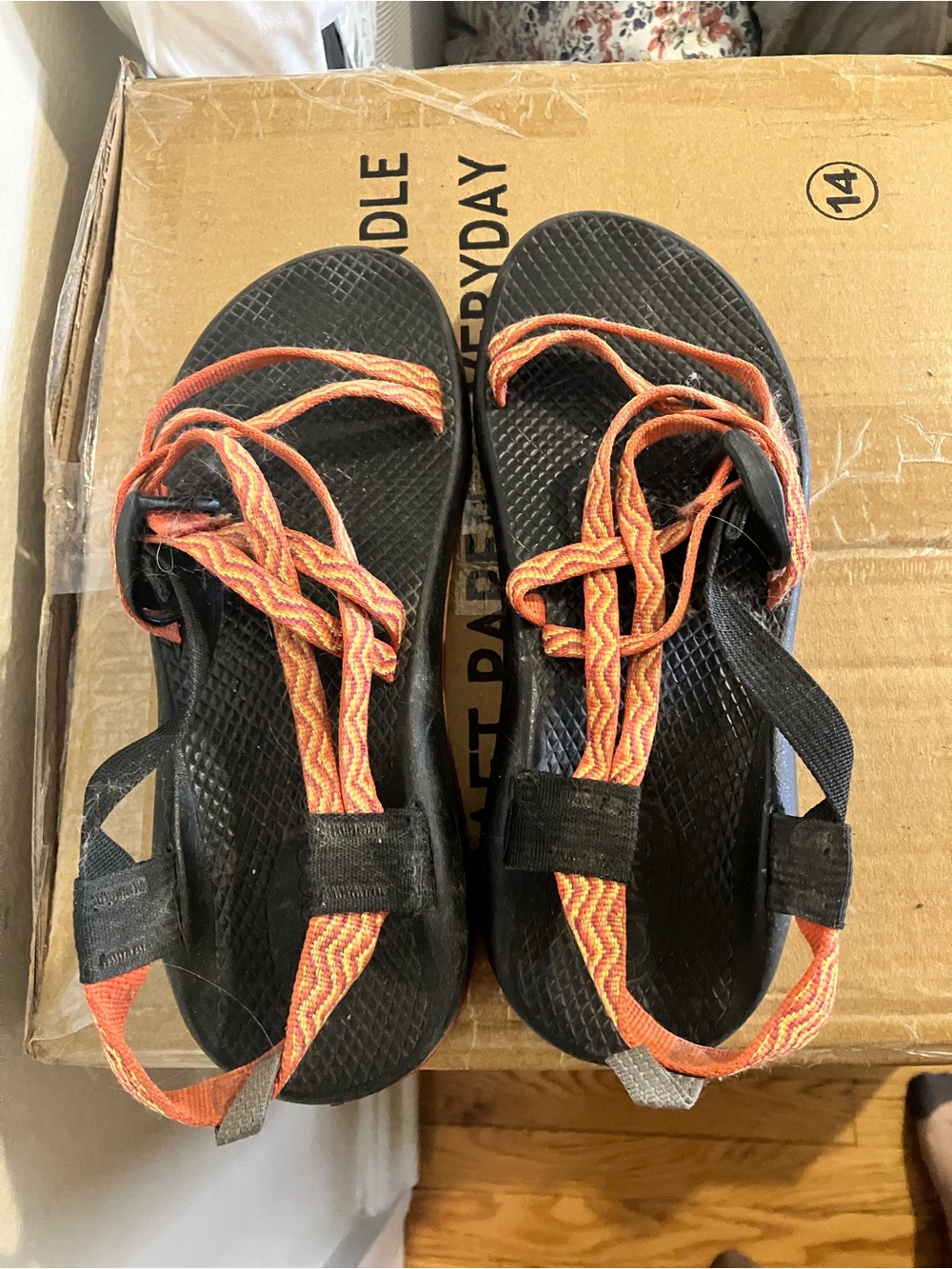Black Sandal with Orange Braided Straps Chaco
